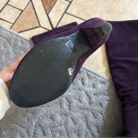 Sz 9B Jessica Simpson Deep Purple Heeled Boots with defects sexy club shoes - Picture 13 of 16